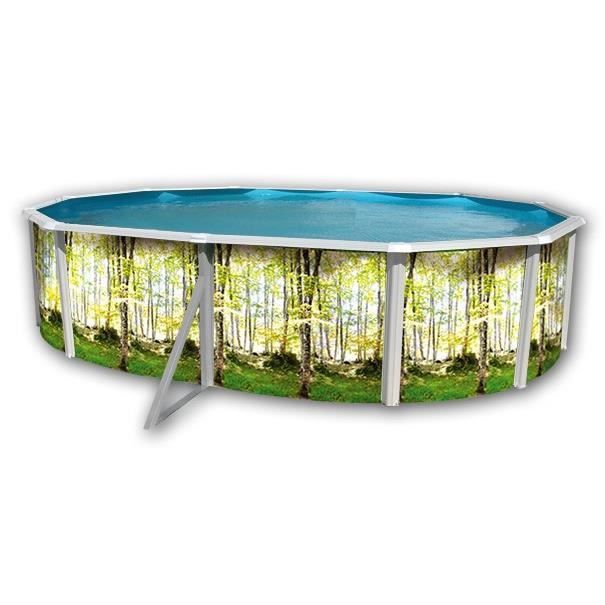 TOI FOR&Ecirc;T Piscine hors sol en acier ovale 550 x 366 x 120 (Kit complet piscine Filtre Skimmer et &eacute;chelle) 