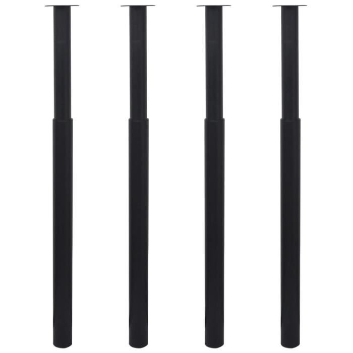 vidaXL Pieds de table télescopiques 4 pcs Noir 710 mm - 1100 mm