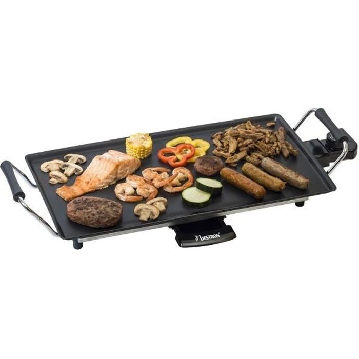 Bestron Plancha/Plaque de cuisson teppanyaki électrique antiadhésive 1000 W Noir