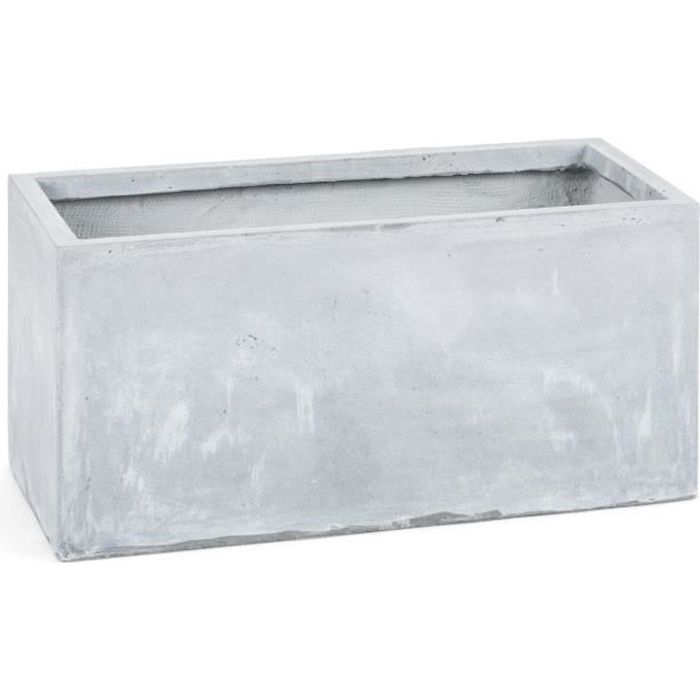 Blumfeldt Solidflor - Bac à fleurs, jardinière cache-pot en fibre de verre style béton (79,5x38x38cm, résistant au gel) - gris clair