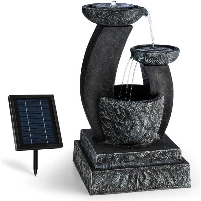 Fontaine de jardin - Blumfeldt - Fontaine solaire - Effet granit - Cascades d'eau à 3 étages