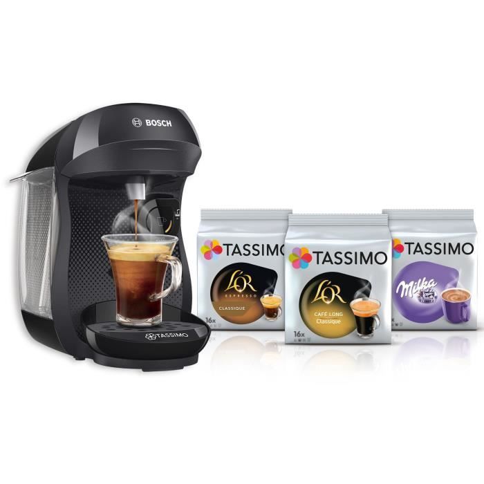 BOSCH machine Tassimo HAPPY (noire) + 3 packs de T-Discs offerts