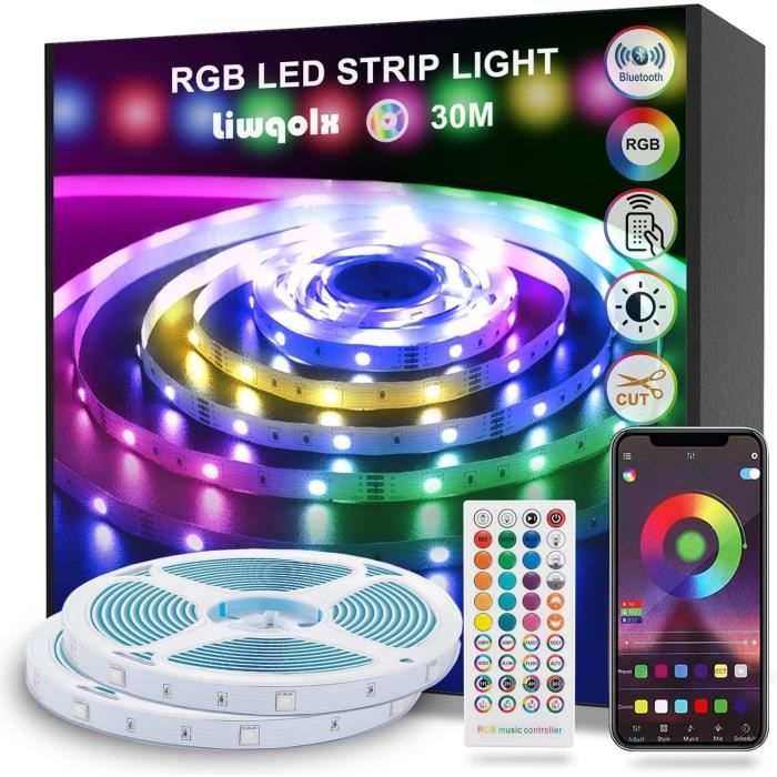 Ruban LED Bleutooth 12M (6M*2) - 5050 RGB Bande Lumineuse APP Télécommande  - Multicolore Synchroniser Musique, Déco Noël Fête - Cdiscount Maison