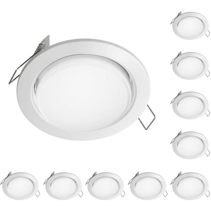 XimstF Spot LED Encastré II Plat GX53 Chromé Mat Rond 10,6W 1038lm