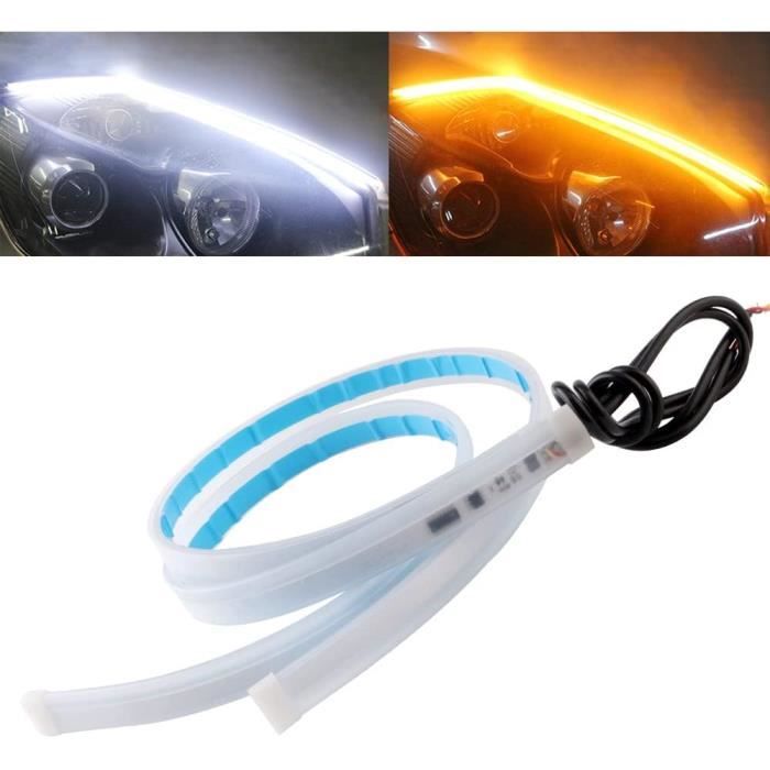 Bande LED Voiture Feux Du Jour 60cm Ultra Mince - Clignotant Lumineux Silicone Flexible