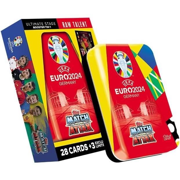 Boîte Booster Topps Match Attax 24/25 - 28 Cartes + 3 Exclusives Heroes Kane, Mainoo, Chiesa