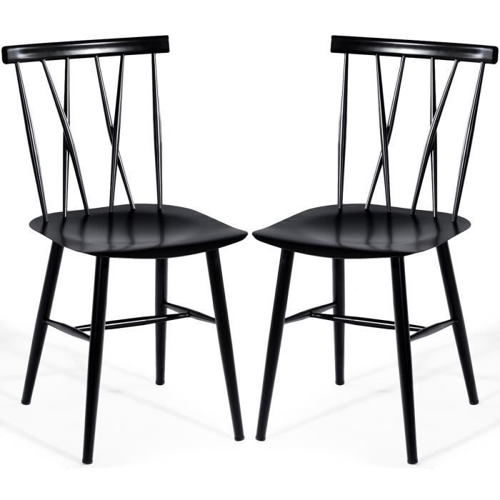 costway lot de 2 chaises de salle à manger en métal, avec haut dossier et siège incurvé, moderne, pour cuisine, salon, noir