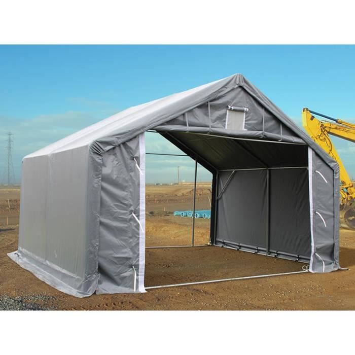 Tente de Stockage Tente Abri PRO 5x4x2x3,39m, PVC, Gris Dancover