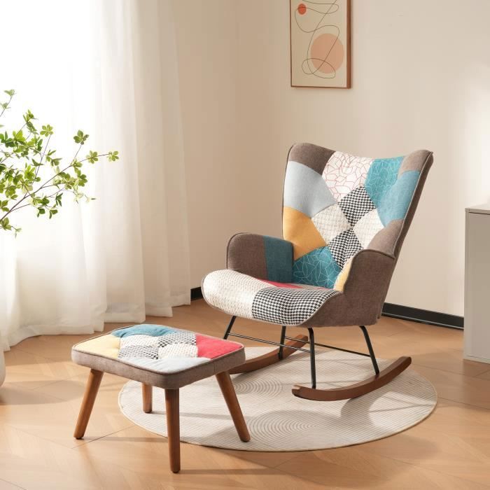 Fauteuil à bascule - Coloré - 69 5x88 5x50cm - Mousse + Ressort - 1 place - Design contemporain