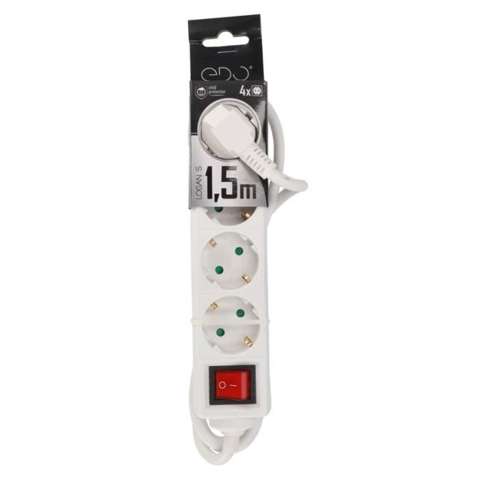 Multiprise avec 4 ports Accsup + 2 ports USB 1,5 m Blanc