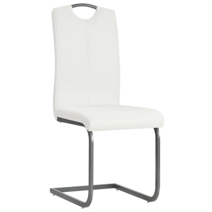 Lot de 4 Chaises de salle à manger Toulouse Similicuir Pieds ronds bois Blanc |Cappuccino