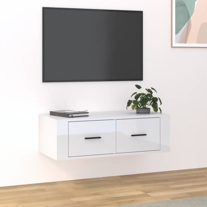 famirosa meuble tv suspendu blanc brillant 80x36x25 cm bois d'ingénierie-834