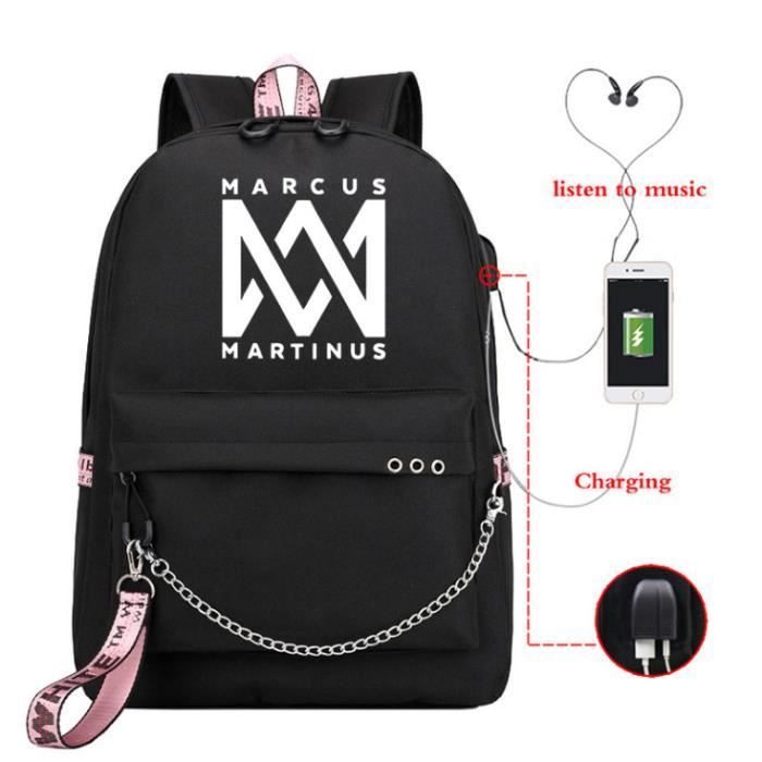 Marcus & Martinus USB Sac à Dos Noir Marcus & Martinus USB Sac à Dos Noir