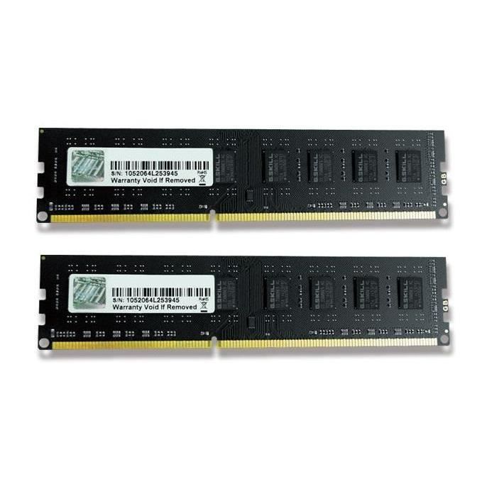 Vente Memoire PC G.SKILL RAM PC3-10600 / DDR3 1333 Mhz - F3-10600CL9D-4GBNS - DDR3 Value Series - NS - 8 Chips pas cher