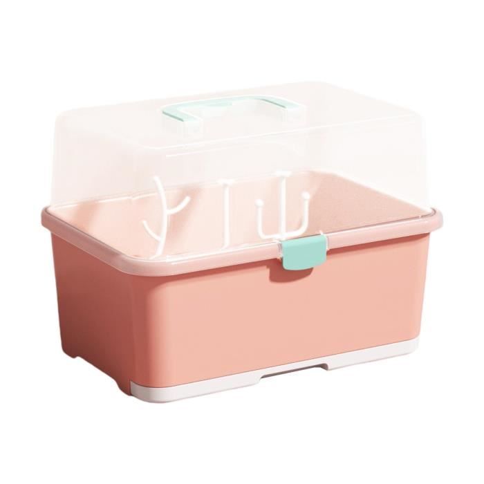 HUSHUI Séchoir à Biberons Avec Couvercle Anti-Poussière - Boîte De Rangement PP Pour Biberons, Tétines & Accessoires Bébé
