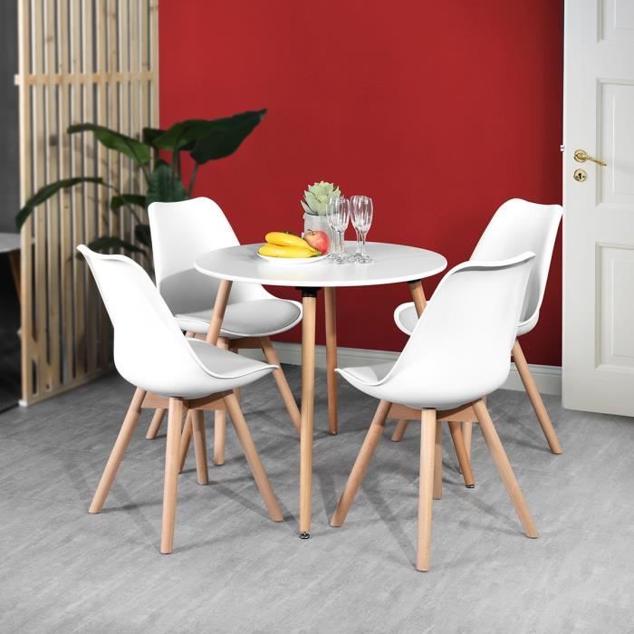 HOMY CASA Ensemble table à manger ronde et 4 chaises scandinave bois