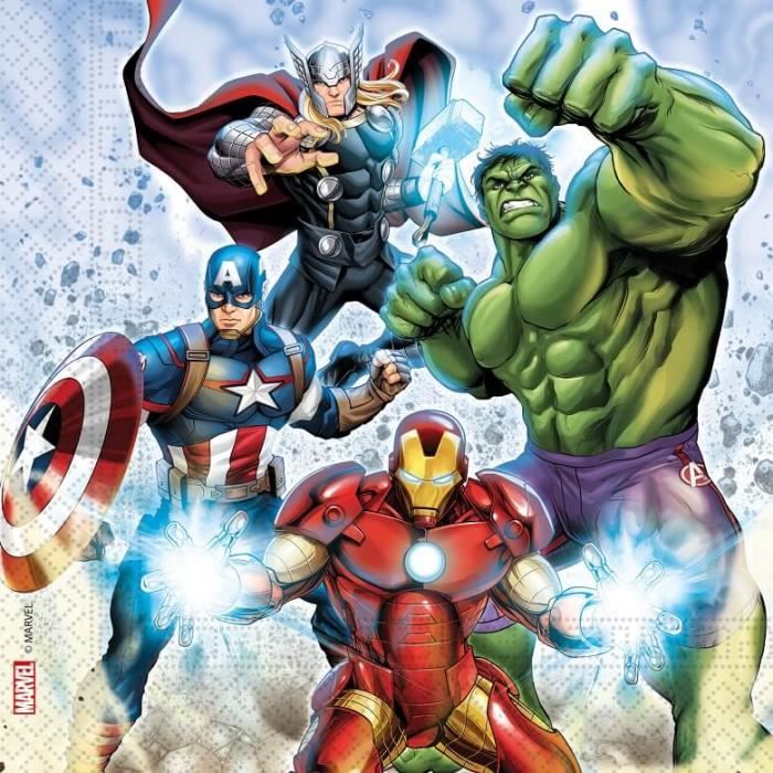 20 Serviettes de table papier anniversaire: Marvel, Avengers Infinity  Stones 16.5cm REF/LAVE93873 - Cdiscount Maison