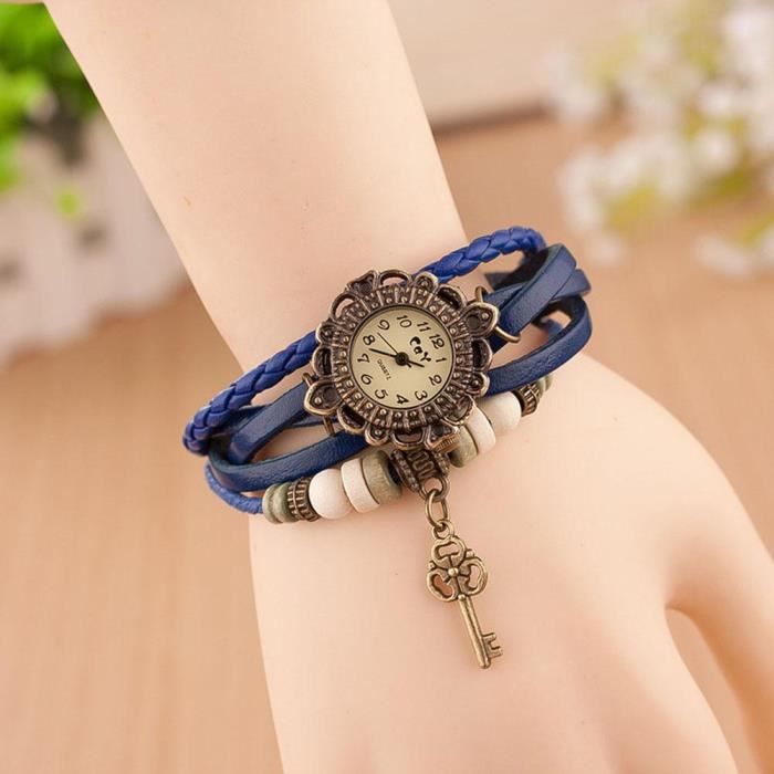 Montre femme avec sales bracelet en tissu