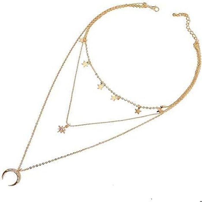 Collier Femme Glamour Avec Pendentif Lune - Longueur Réglable 40/60 Cm - Alliage De Zinc - Neuf Avec étiquette