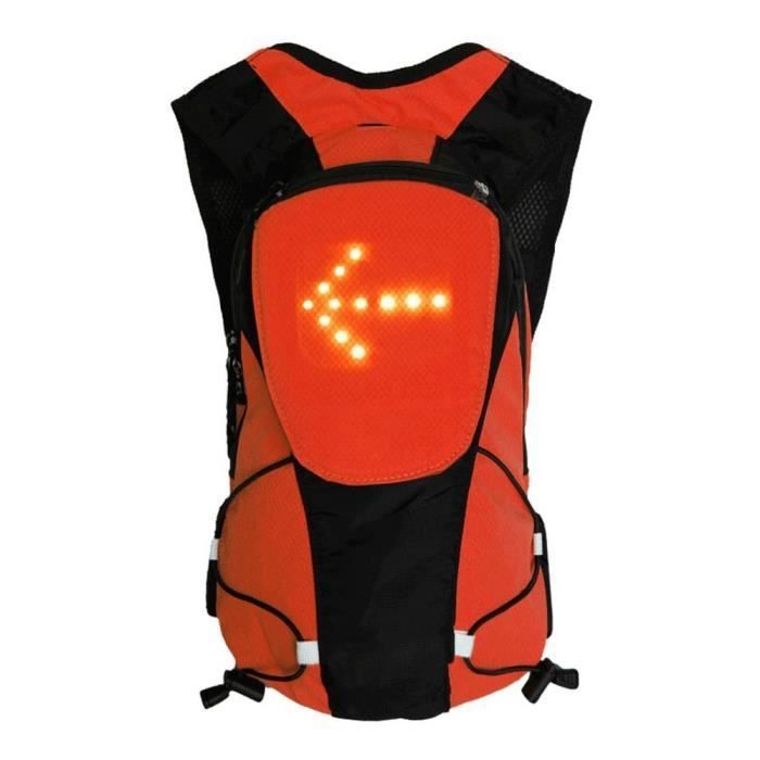Sac à Dos 5L orange à 48 LEDS pour Signaler sa Direction pour Vélo, trottinette. Télécommande, USB Rechargeable. Vend. Français.
