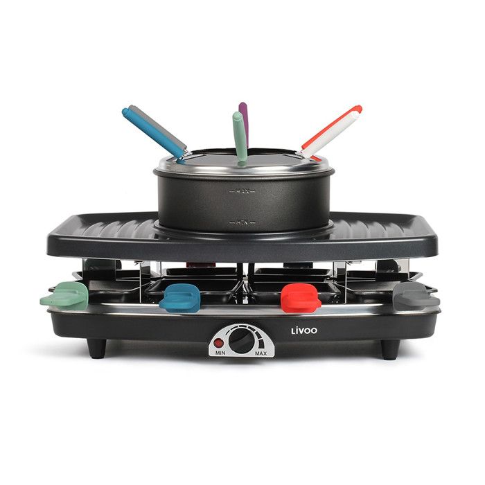 Set à raclette grill et fondue + 8 poelons + 6 fourchettes - pour 8 personnes DOC233 Set à raclette grill et fondue + 8 poelons + 6 fourchettes - pour 8 personnes DOC233