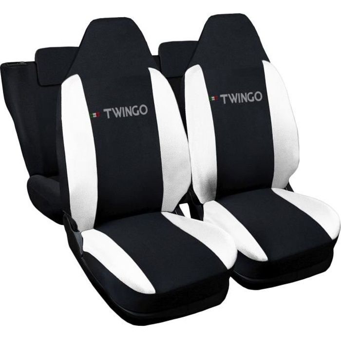 Lupex Shop Housses de siège auto compatibles pour Twingo Noir Blanche