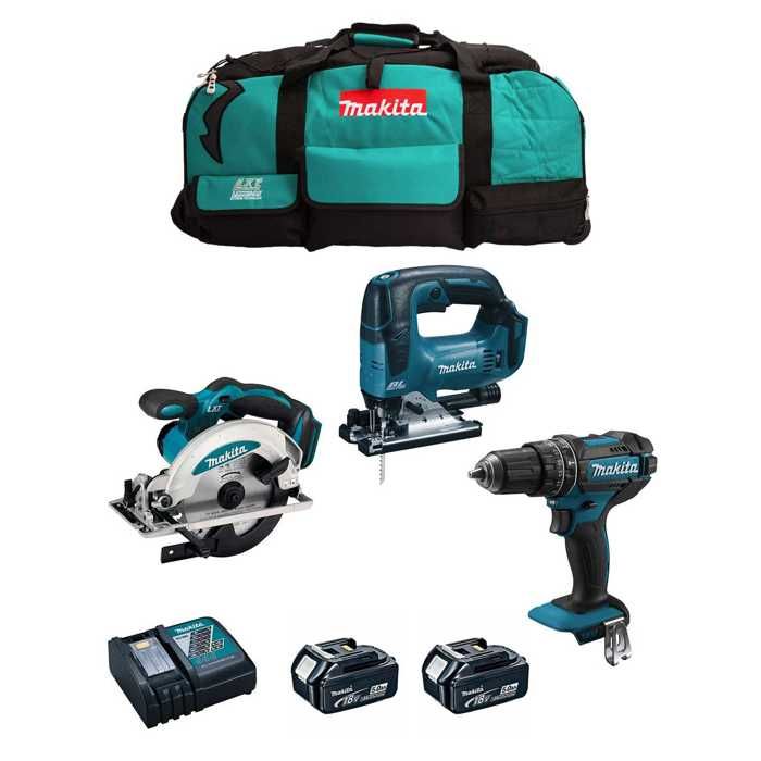 Kit d'outils électriques MAKITA DHP482 DSS610 DJV182 2 batteries 5 0 Ah 18 V