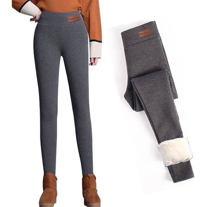 Polaire Femme Hiver Chaud Doubl en Polaire Pantalon Taille Haute Collant  Thermique Epais Doublure Molleton gris Gris - Cdiscount Prêt-à-Porter