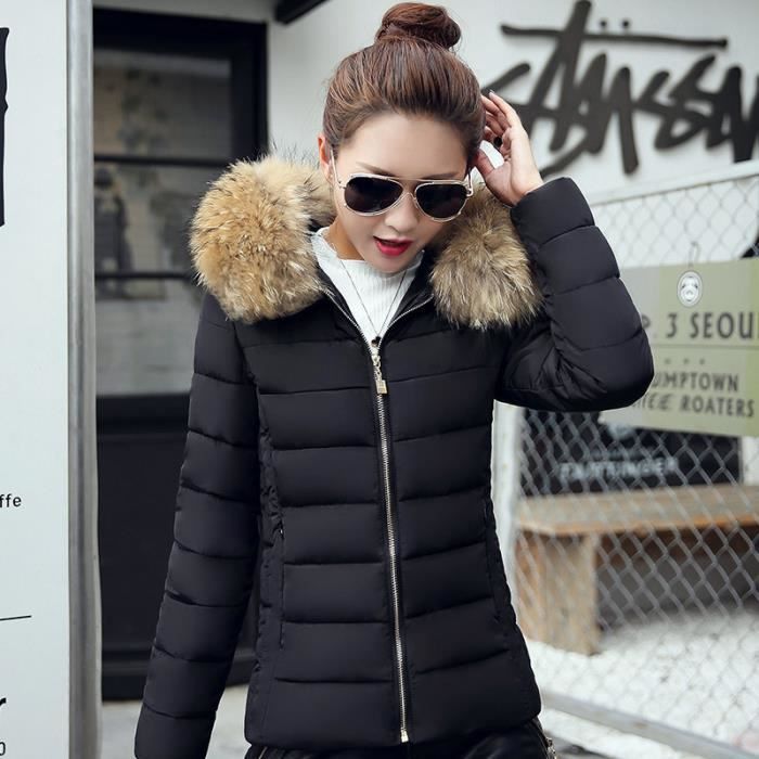 manteau capuche fourrure femme
