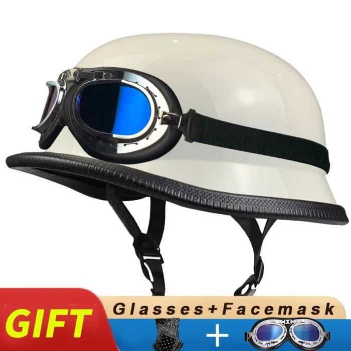 Casque Moto Vintage Face Ouverte – Style Rétro Allemand, Homologué ECE, Taille 54-62 Cm, Jaune