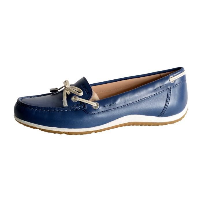 Mocassin Femme - Geox - D VEGA MOC BMO.LE+SYNT.LE - Bleu - Cuir - Confort exceptionnel