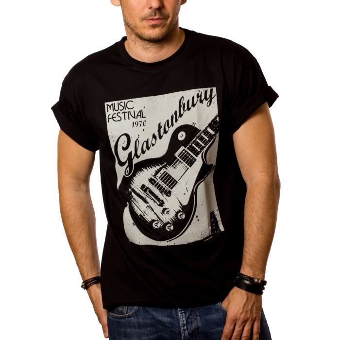 Musique T-Shirt Homme ROCK GUITARE Noir ...