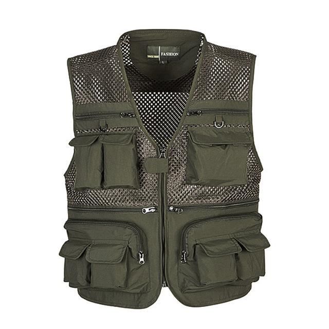 Vêtement Outdoor Pêche Chasse Gilet De Pêche Homme Réversible - Séchage Rapide, Coupe-vent, Multiples Poches - Beige XXL Pour Camping, Randonnée, Extérieur