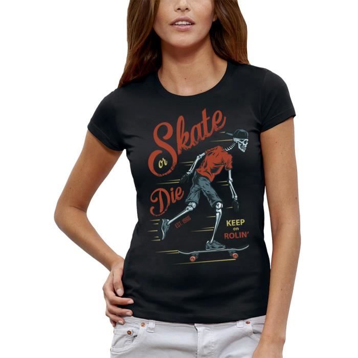 T-shirt Homme Squelette - Gildan Heavy - Squelette Os Fleurs Et Oiseau - Coton