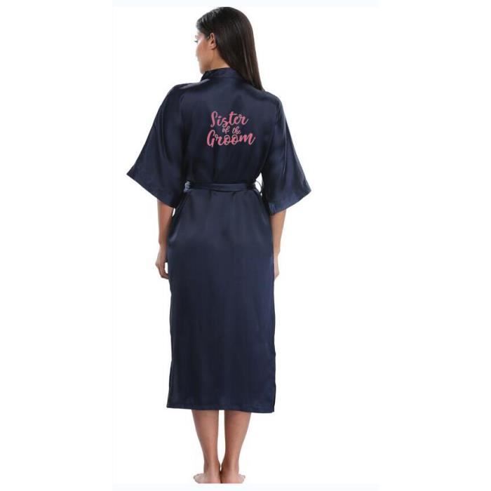 Generisch Kimono Court En Satin De Soie Avec Volants