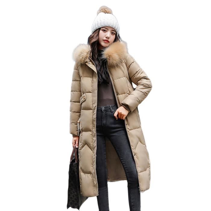 Hiver Manteau avec Capuche Fausse Fourrure Femme Manteau Zipp