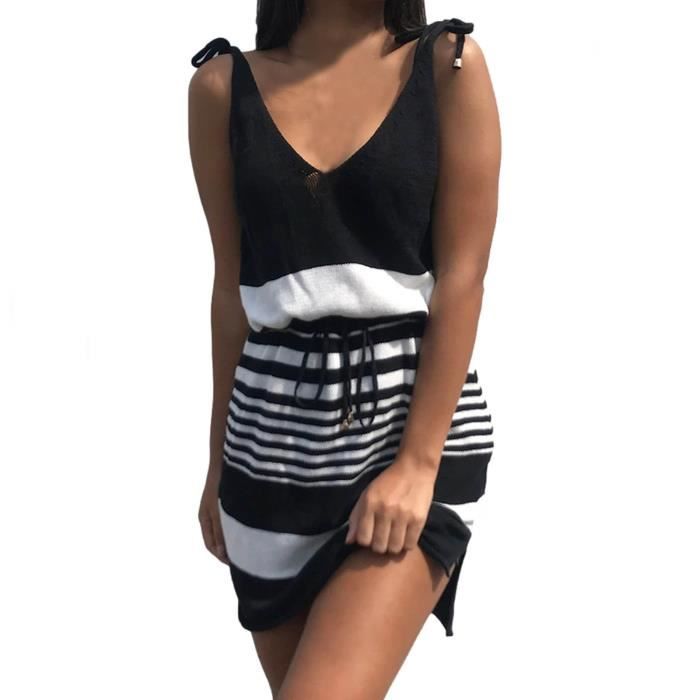 Robe G.I.L.I. Noir Jersey - Col V - Taille S Femme - Neuve Sans Étiquette - Modèle Régulier