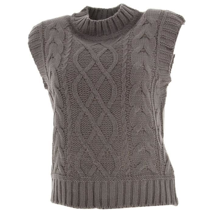 Pull gris sales sans manche