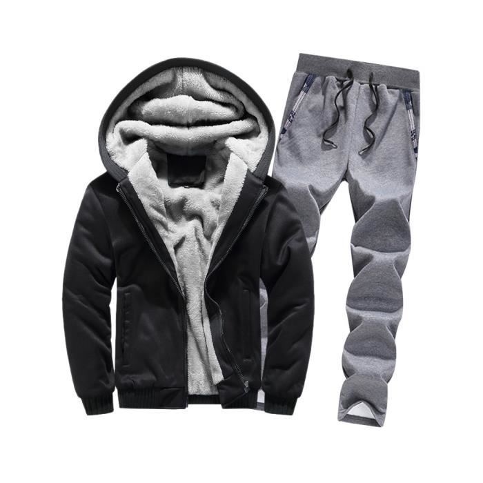 Ensemble de surv??tement polaire pour homme - K - Gris - Manches longues - Slim Fit K - Cdiscount 