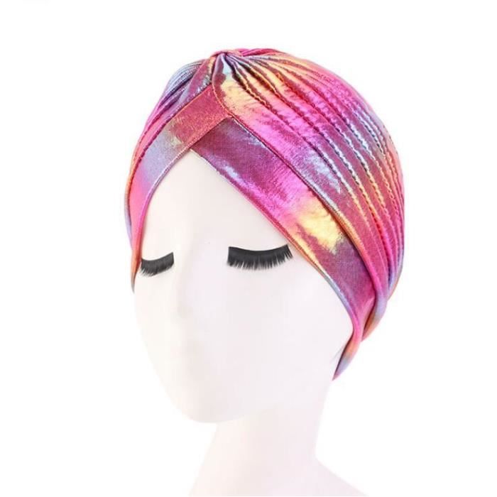 Femmes paillettes Turban casquettes tête musulmane arcenciel casquette bandeau chimio perte de