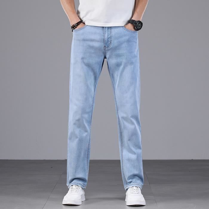 Jean Droit KanCan Effet Vieilli Bleu Denim Stretch - Taille 28, Longueur Intérieure 26,5" - Occasion Très Bon état