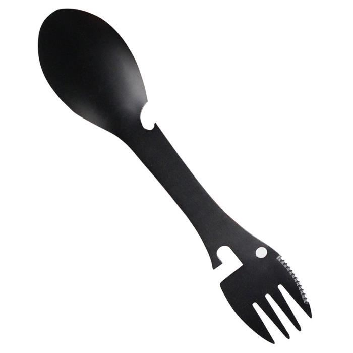 Ouvre-bouteille cuillère fourchette de Camping 5 en 1, outil multifonctionnel Portable pour canette ouverte, couteau d'auto-défense en acier inoxydable pour l'extérieur  30