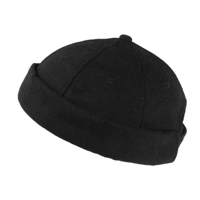 Bonnet Docker Noir en Feutre de Laine Homme et Femme look Hiver Duik - Taille unique - Noir