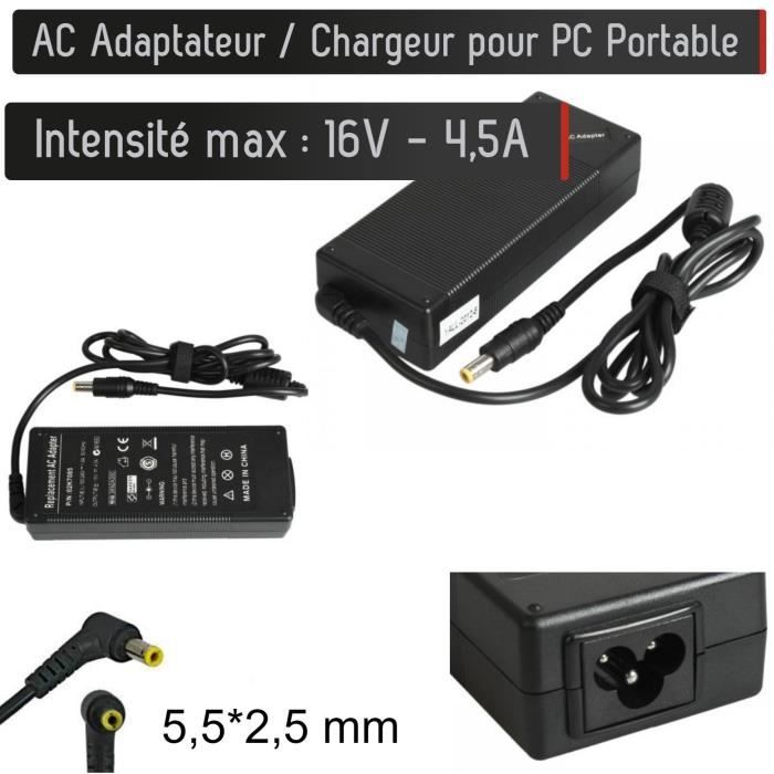 Chargeur Generique Pour Pc Portable 16v 4 5a Embout 5 5 2 5 Mm Alimentation Ac Adaptateur Cdiscount Informatique