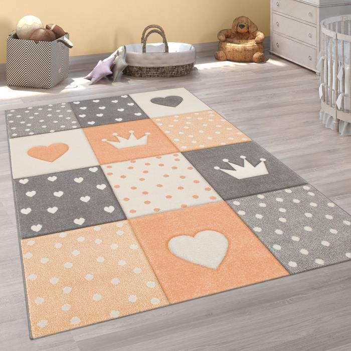 Tapis Enfant Chambre Enfant Pois Cœurs Etoiles Pastel Tailles Et Coloris Varies 0x290 Cm Orange Achat Vente Tapis Cdiscount