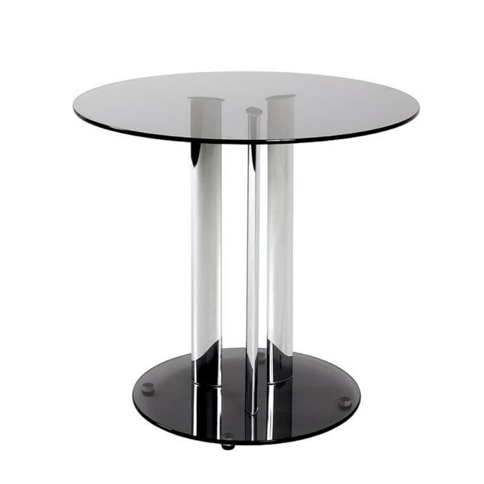table d'appoint coloris chromé-gris en acier - h 57 x ø 50 cm