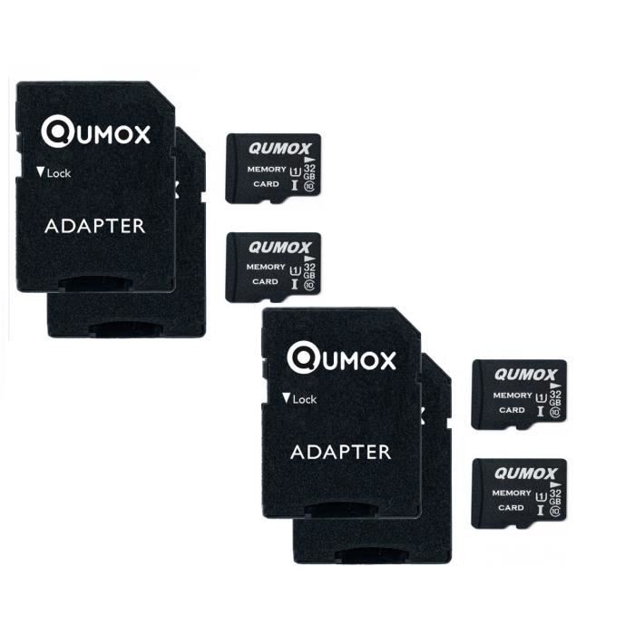 Qumox Lot de 4 Micro SD SDHC 32go 32Go 32g TF Carte Class 10 UHS-I 70MB-S 15MB-S pour Appareils Photo DronesSmartphone