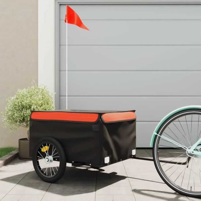 Remorque pour vélo noir et orange 45 kg fer - SALUTUYA - BD0080