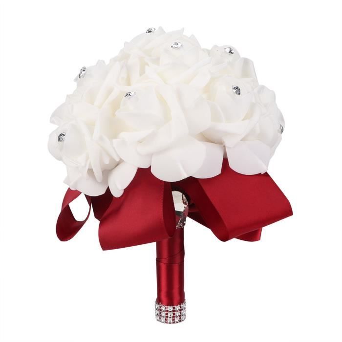 YAZILIND Strass Rouge Bandeau Floral Femme - Couronne Fleur Demoiselle D'Honneur Mariée