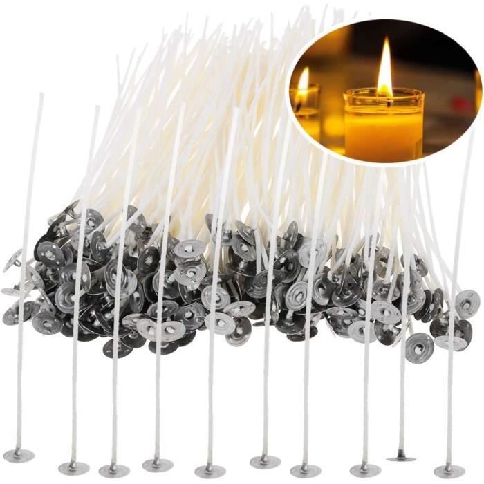 LEEQBCR Kit 100 Mèches De Bougie Sans Fumée Avec Supports Et Autocollants - Fabrication Maison